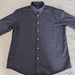 UNTUCKit Button Up Plaid Long Sleeve Men's XL Navy Wrinkle Free Slim Fit (0300)